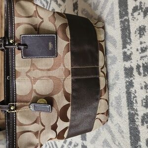 Coach Tan and Brown Signature Tote